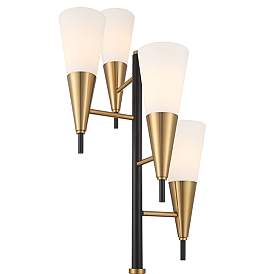 Image3 of Possini Euro Quatro 71" High 4-Light Black Gold Modern Floor Lamp more views