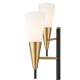 Image5 of Possini Euro Quatro 71" High 4-Light Black Gold Modern Floor Lamp more views