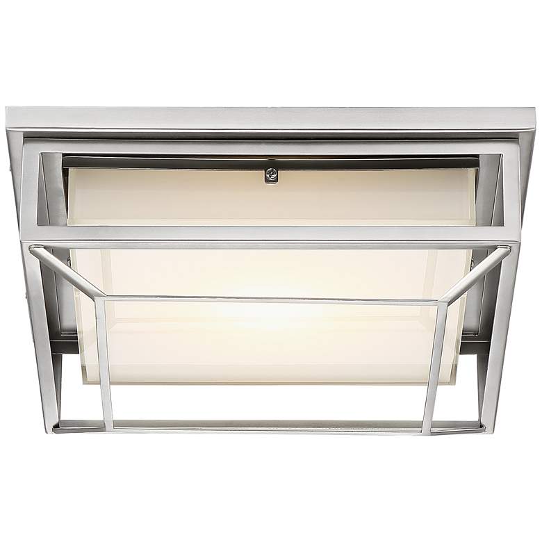 Image 4 Possini Euro Radcliffe 12 inch Wide Matte Nickel LED Outdoor Ceiling Light more views