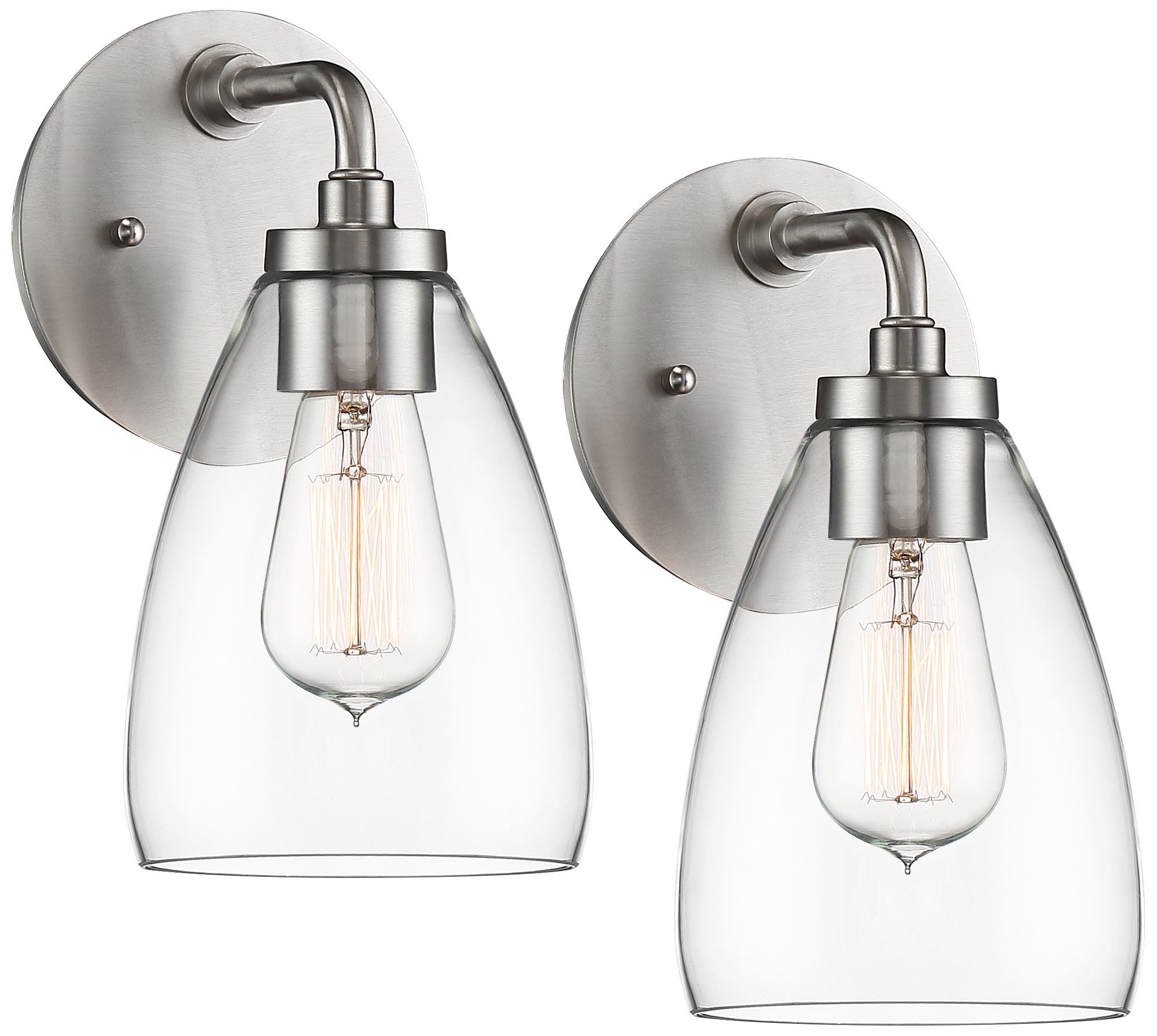 Image Possini Euro Raden 10" High Brushed Nickel Wall Sconce Set of 2