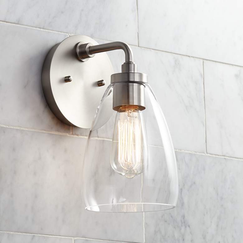 Image 2 Possini Euro Raden 10" High Brushed Nickel Wall Sconce