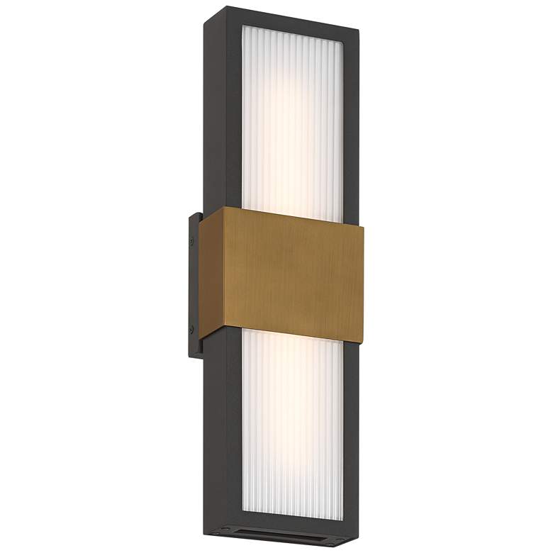 Image 1 Possini Euro Radford 18"H Sand Black and Brass LED Outdoor Wall Light