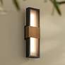 2_Possini Euro Radford 18"H Sand Black and Brass LED Outdoor Wall Light