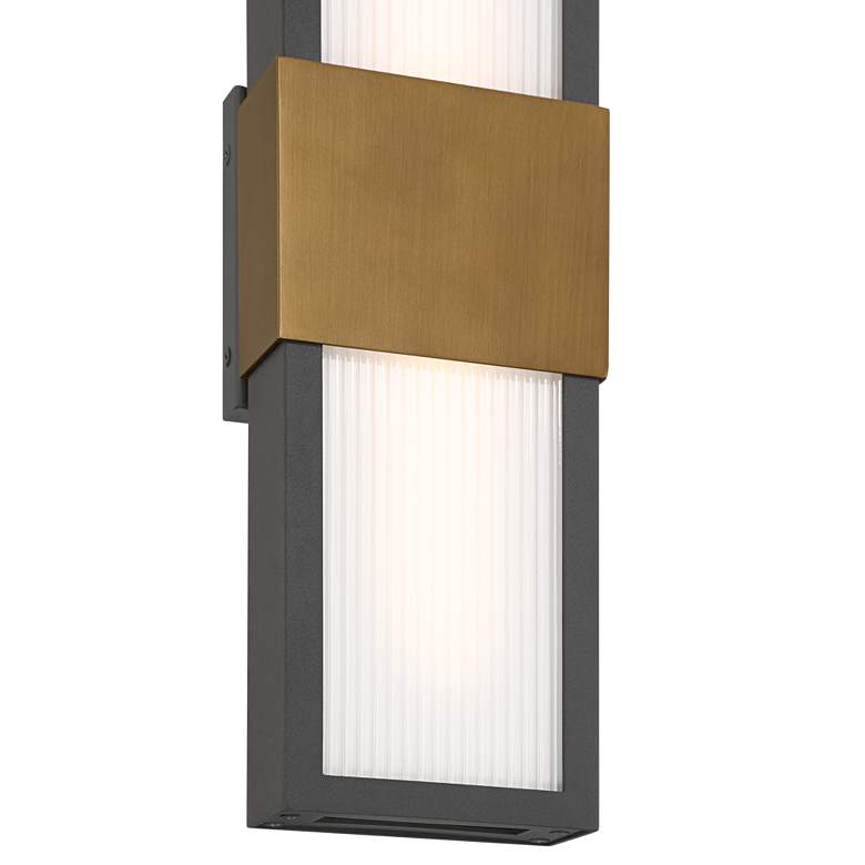 Image 2 Possini Euro Radford 18"H Sand Black and Brass LED Outdoor Wall Light more views
