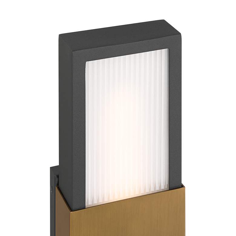 Image 3 Possini Euro Radford 18"H Sand Black and Brass LED Outdoor Wall Light more views