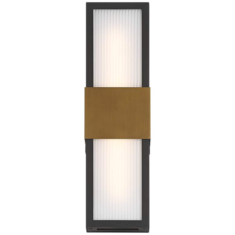 Image 4 Possini Euro Radford 18"H Sand Black and Brass LED Outdoor Wall Light more views