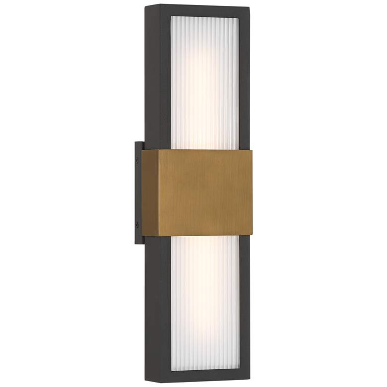 Image 5 Possini Euro Radford 18"H Sand Black and Brass LED Outdoor Wall Light more views
