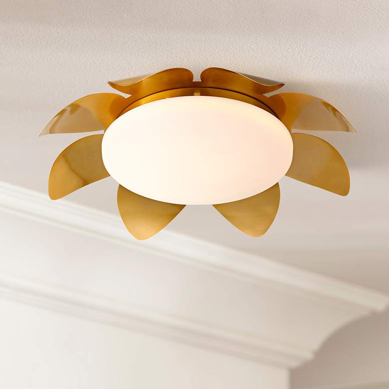 Image 1 Possini Euro Radiance 16"W Brass Flower LED Ceiling Light