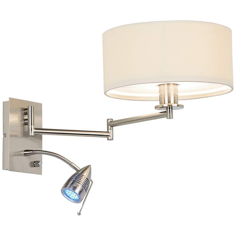 Image 6 Possini Euro Radix Plug-In Swing Arm Wall Lamp with LED Reading Arm more views