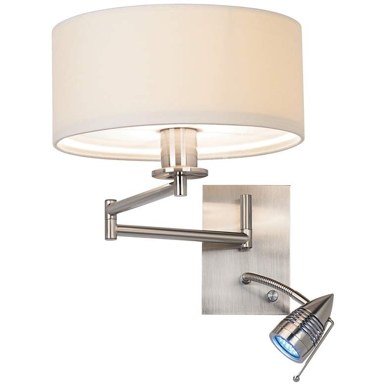 Image 7 Possini Euro Radix Plug-In Swing Arm Wall Lamp with LED Reading Arm more views