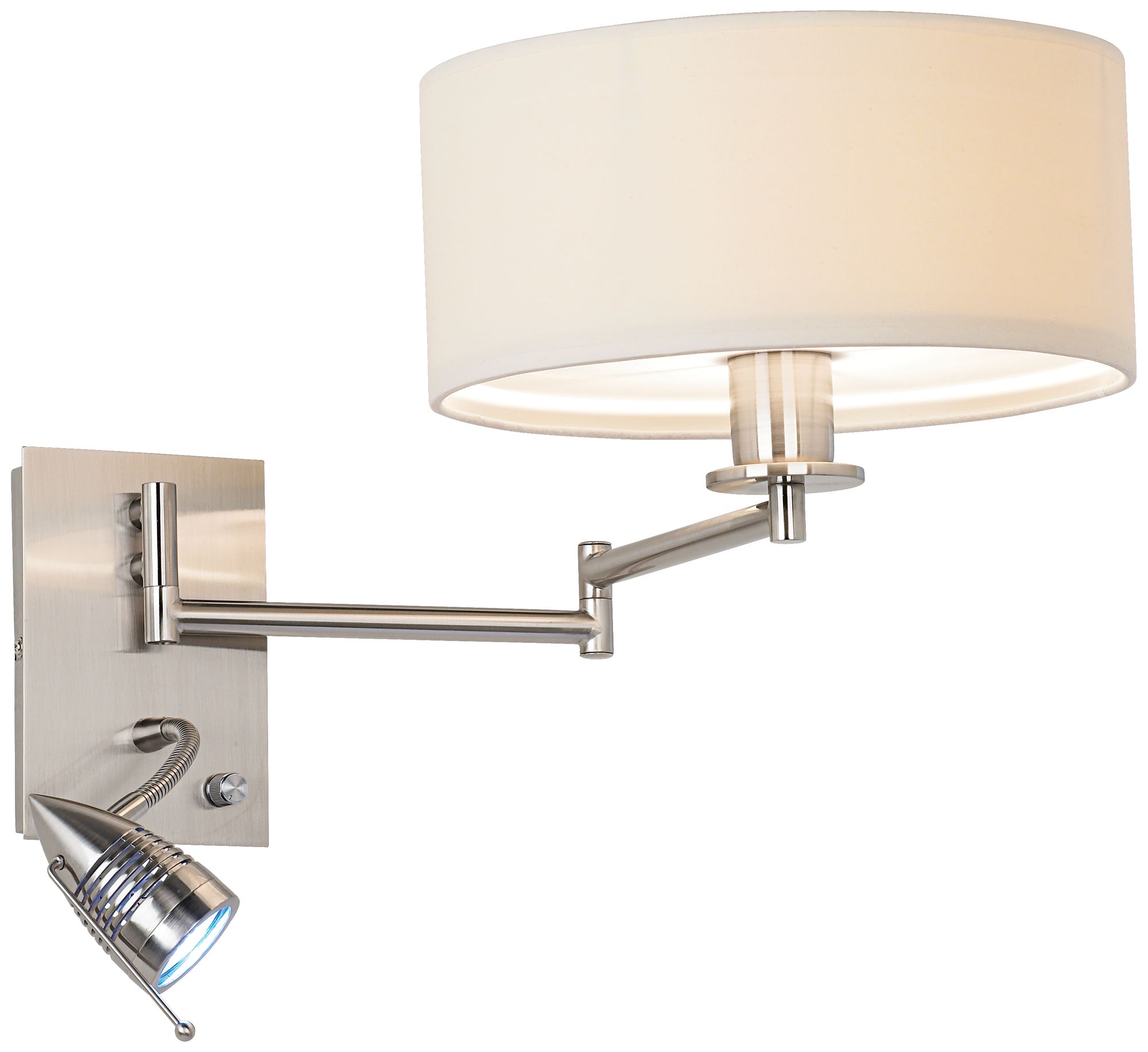 Possini Euro Radix Plug-In Swing Arm Wall Lamp with LED Reading Arm