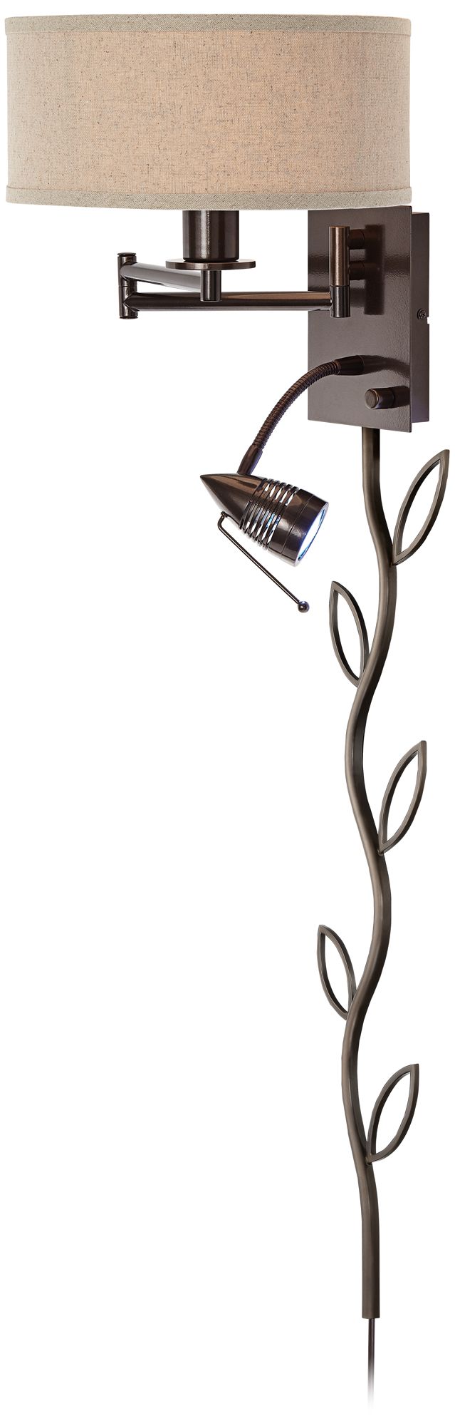 Image Possini Euro Radix Reading Light Swing Arm Wall Lamp with Vine Cord Cover