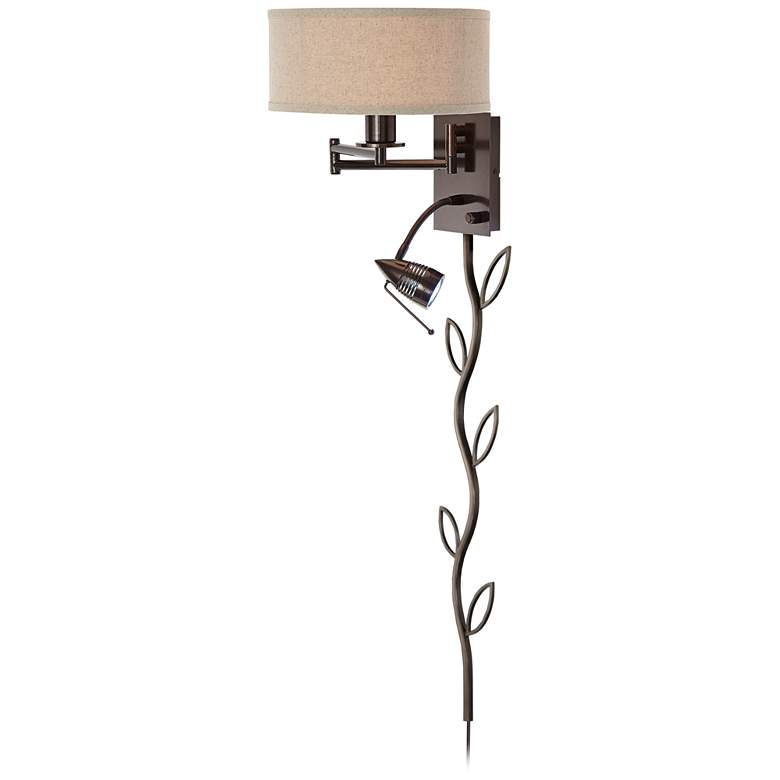 Image 1 Possini Euro Radix Reading Light Swing Arm Wall Lamp with Vine Cord Cover