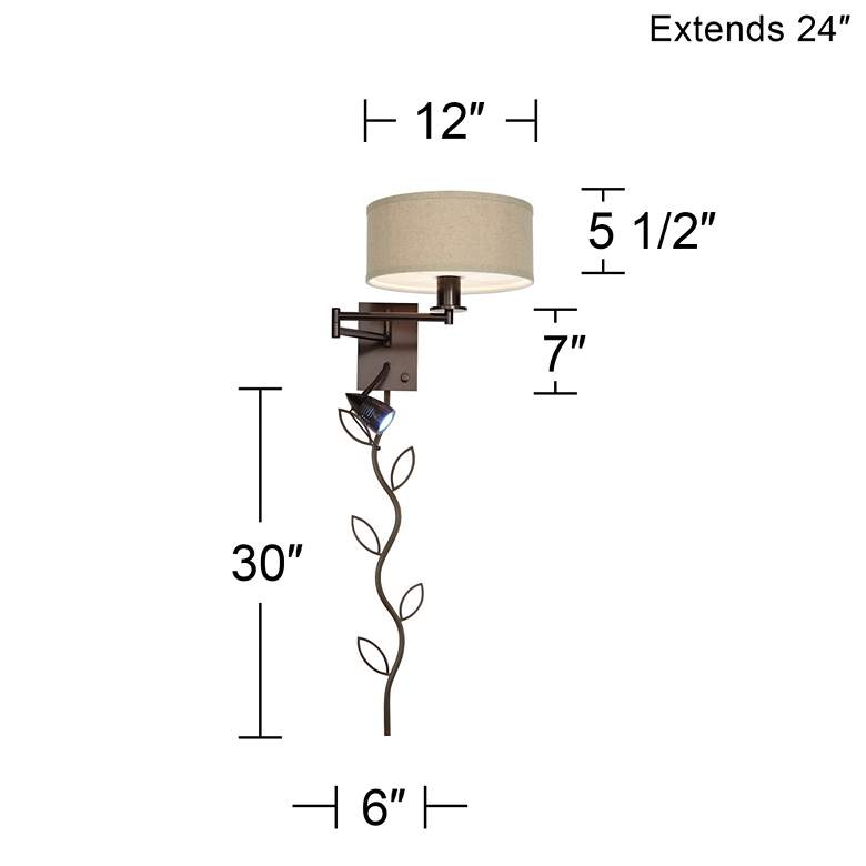 Image 6 Possini Euro Radix Reading Light Swing Arm Wall Lamp with Vine Cord Cover more views