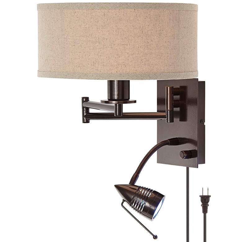 Image 2 Possini Euro Radix Swing Arm Wall Lamp with LED Reading Light