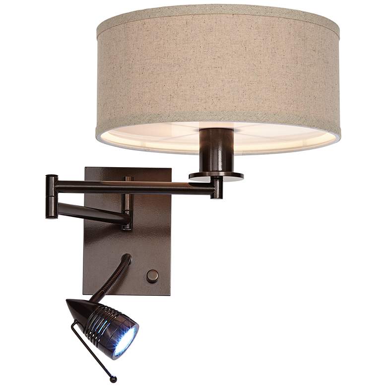 Image 7 Possini Euro Radix Swing Arm Wall Lamp with LED Reading Light more views