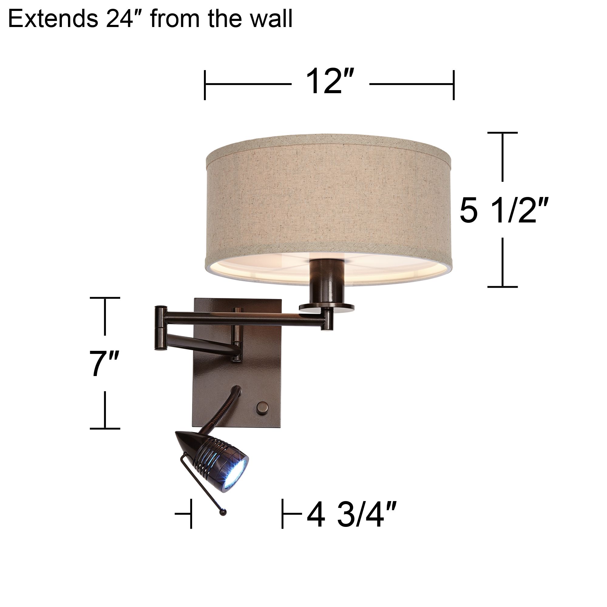 possini euro radix led reading swing arm wall lamp