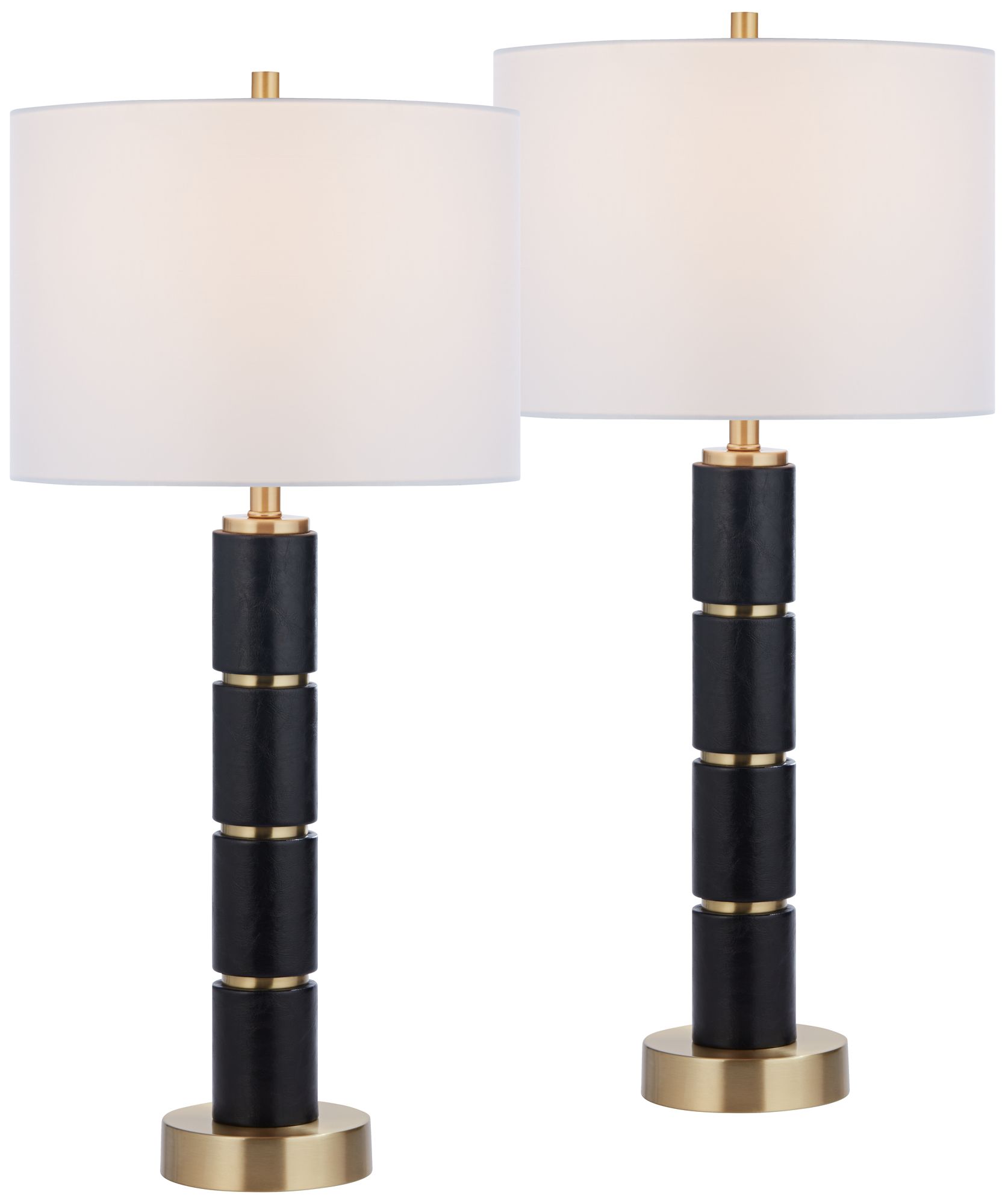 Thumbnail2 of Possini Euro Rainier 30 1/2"H Black Faux Leather Column Lamp Set of 2