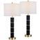 Possini Euro Rainier 30 1/2"H Black Faux Leather Column Lamp Set of 2
