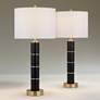 1_Possini Euro Rainier 30 1/2"H Black Faux Leather Column Lamp Set of 2
