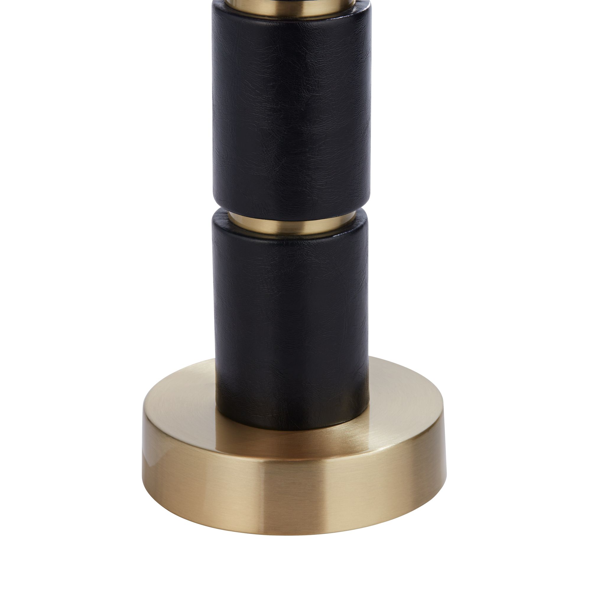 Watch A Video About the Possini Euro Rainier Black Faux Leather Column Table Lamp