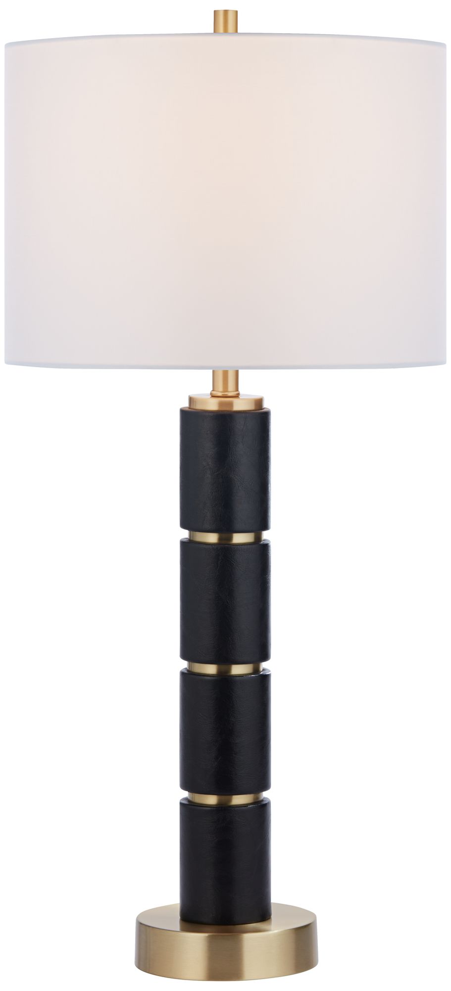 Image 3 Possini Euro Rainier 30 1/2"H Black Faux Leather Column Table Lamp