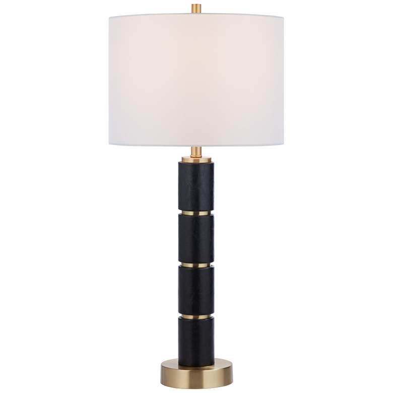 Image 2 Possini Euro Rainier 30 1/2"H Black Faux Leather Column Table Lamp