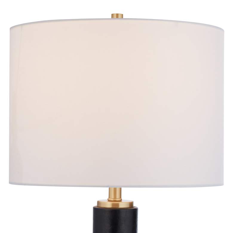 Image 4 Possini Euro Rainier 30 1/2"H Black Faux Leather Column Table Lamp more views