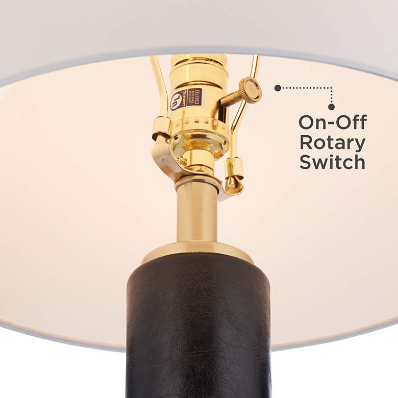 Image 5 Possini Euro Rainier 30 1/2"H Black Faux Leather Column Table Lamp more views