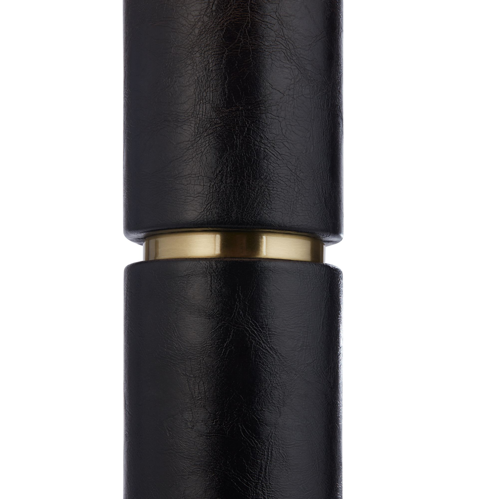 Watch A Video About the Possini Euro Rainier Black Faux Leather Column Table Lamp