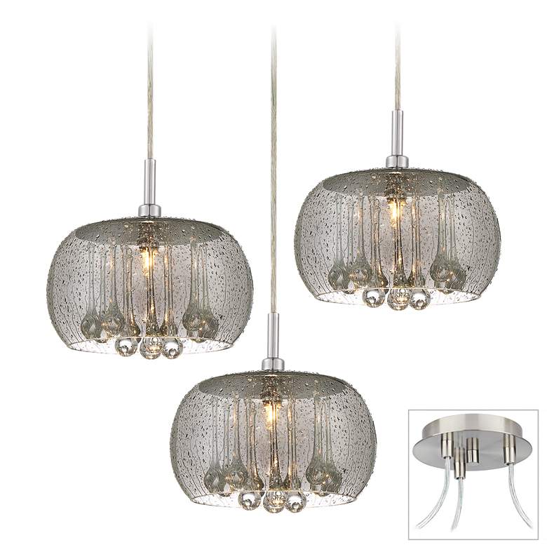 Image 1 Possini Euro Rainier Brushed Nickel 3-Light Swag Pendant