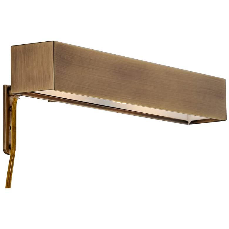 Image 3 Possini Euro Ralston 14" Antique Brass Modern Plug-In Picture Light
