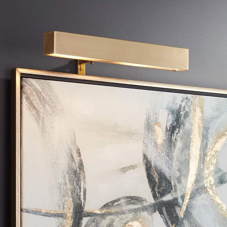 Image 7 Possini Euro Ralston 14" Antique Brass Modern Plug-In Picture Light more views