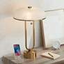 2_Possini Euro Ramses 25 1/2" Alabaster Mushroom Dome USB Outlet Lamp