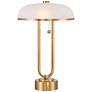 Watch A Video About the Possini Euro Ramses Alabaster Mushroom Dome USB Outlet Lamp