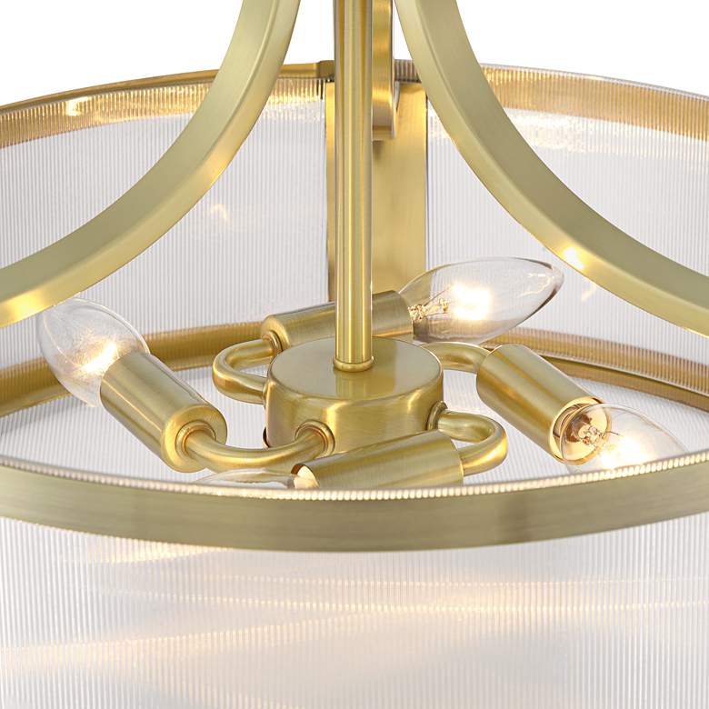 Image 5 Possini Euro Randall 16" Wide Brass Drum Ceiling Light more views