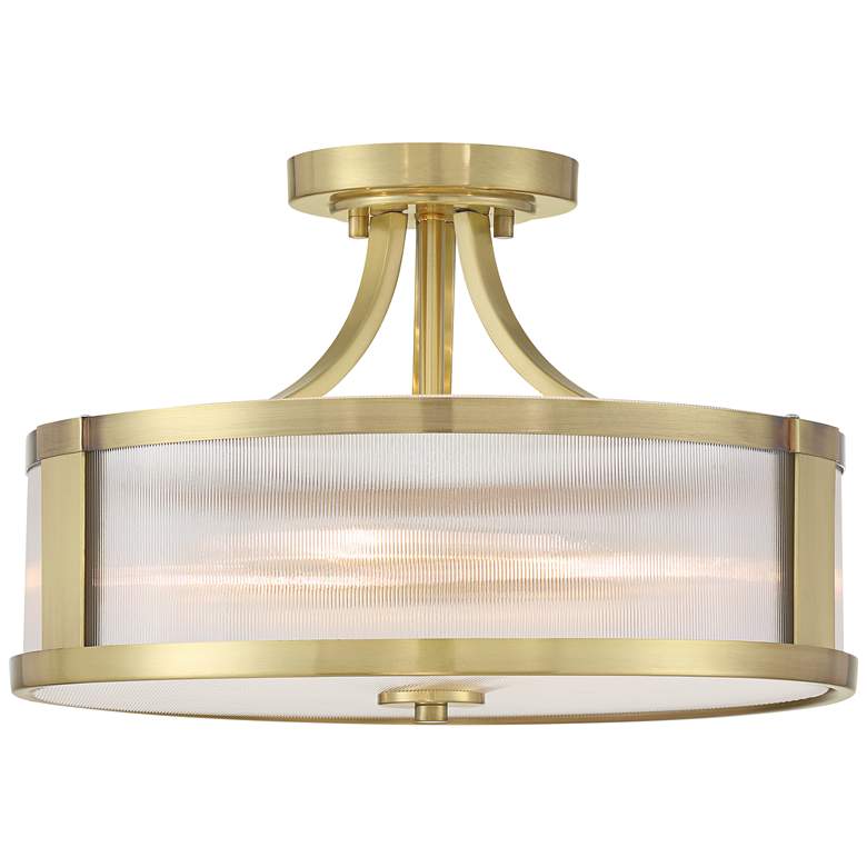 Image 6 Possini Euro Randall 16" Wide Brass Drum Ceiling Light more views