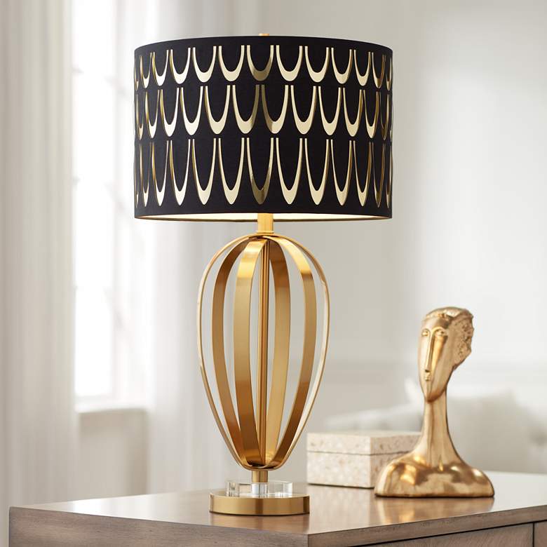 Image 1 Possini Euro Raquel Brass Metal Table Lamp