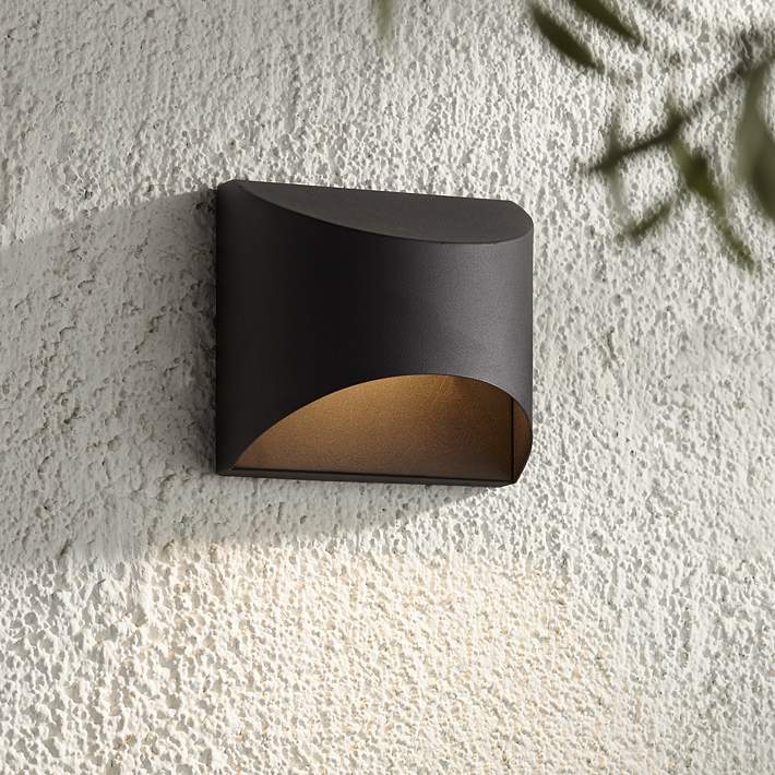 Possini Euro Ratner 5 1/2 High Black Modern LED Outdoor Wall Light -  #33H43