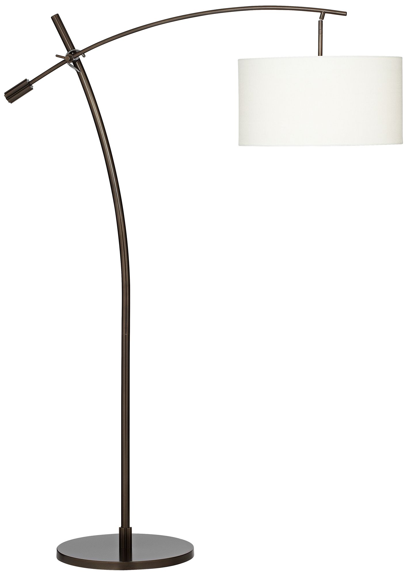 Possini Euro Raymond Adjustable Bronze Arc Floor Lamp with Smart Socket in scene