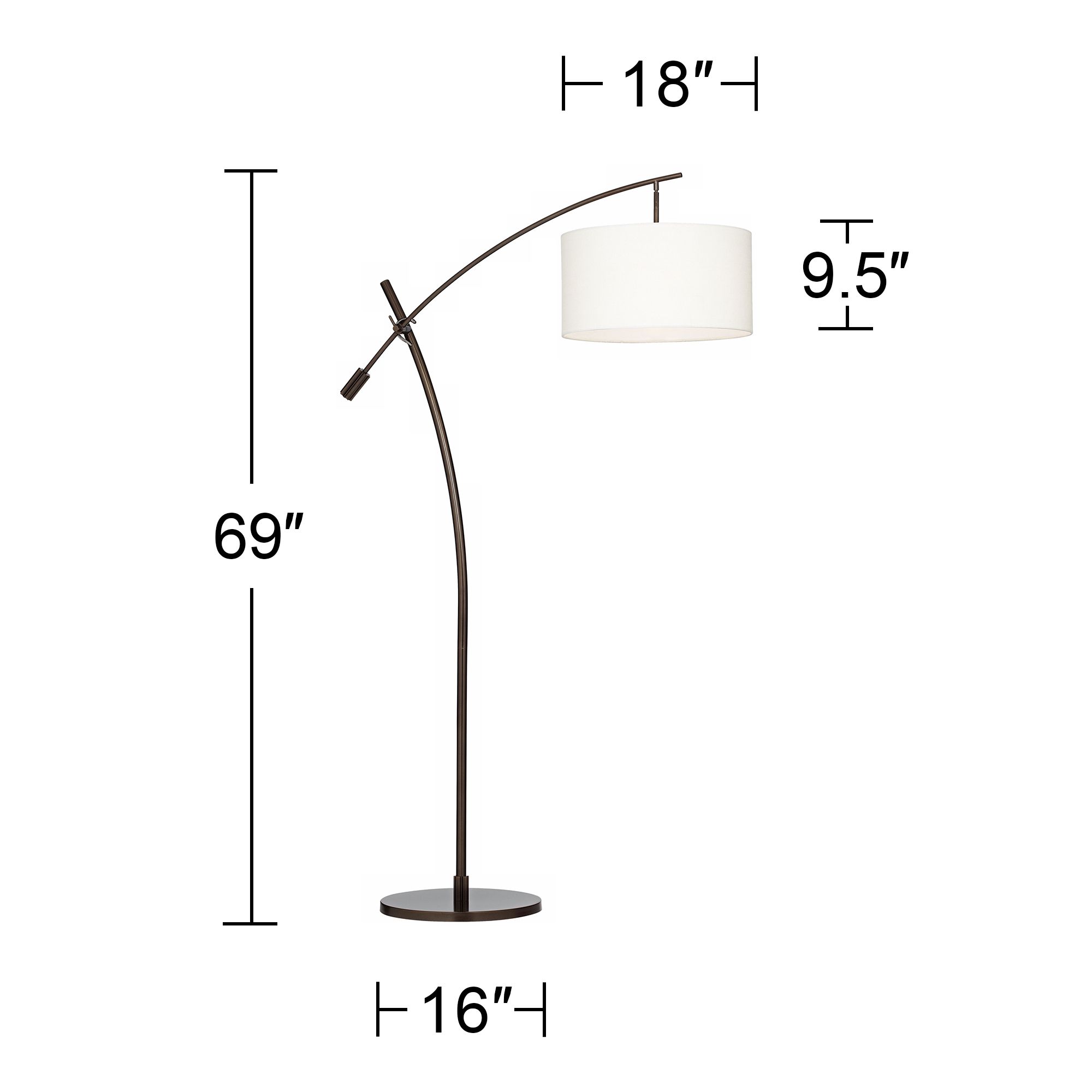 Possini Euro Raymond Adjustable Bronze Arc Floor Lamp with Smart Socket in scene