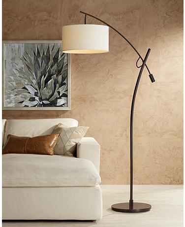 Possini Euro Raymond Bronze Boom Arc Floor Lamp with USB Dimmer