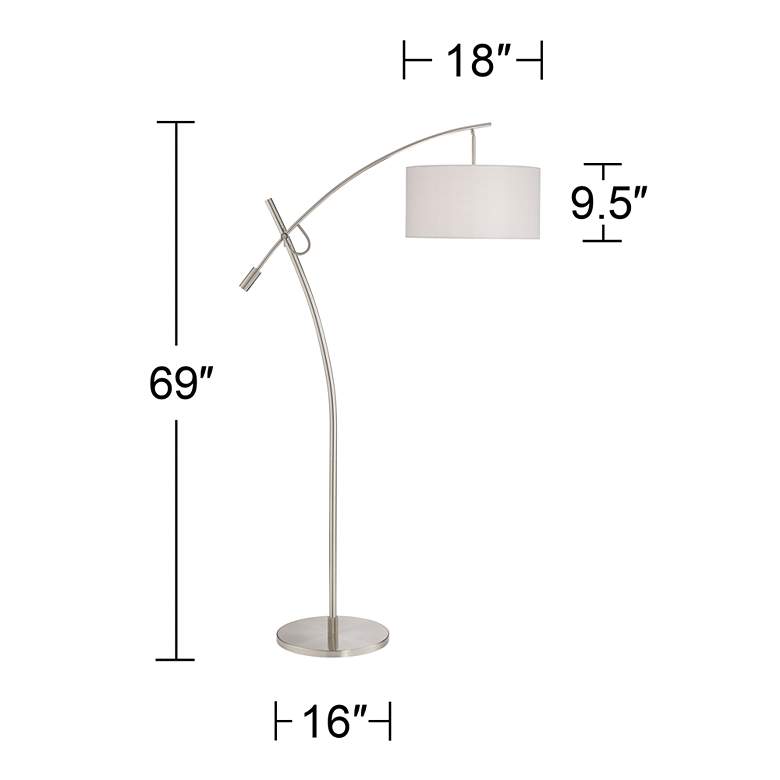 Image 7 Possini Euro Raymond Brushed Nickel Adjustable Boom Arc Floor Lamp more views