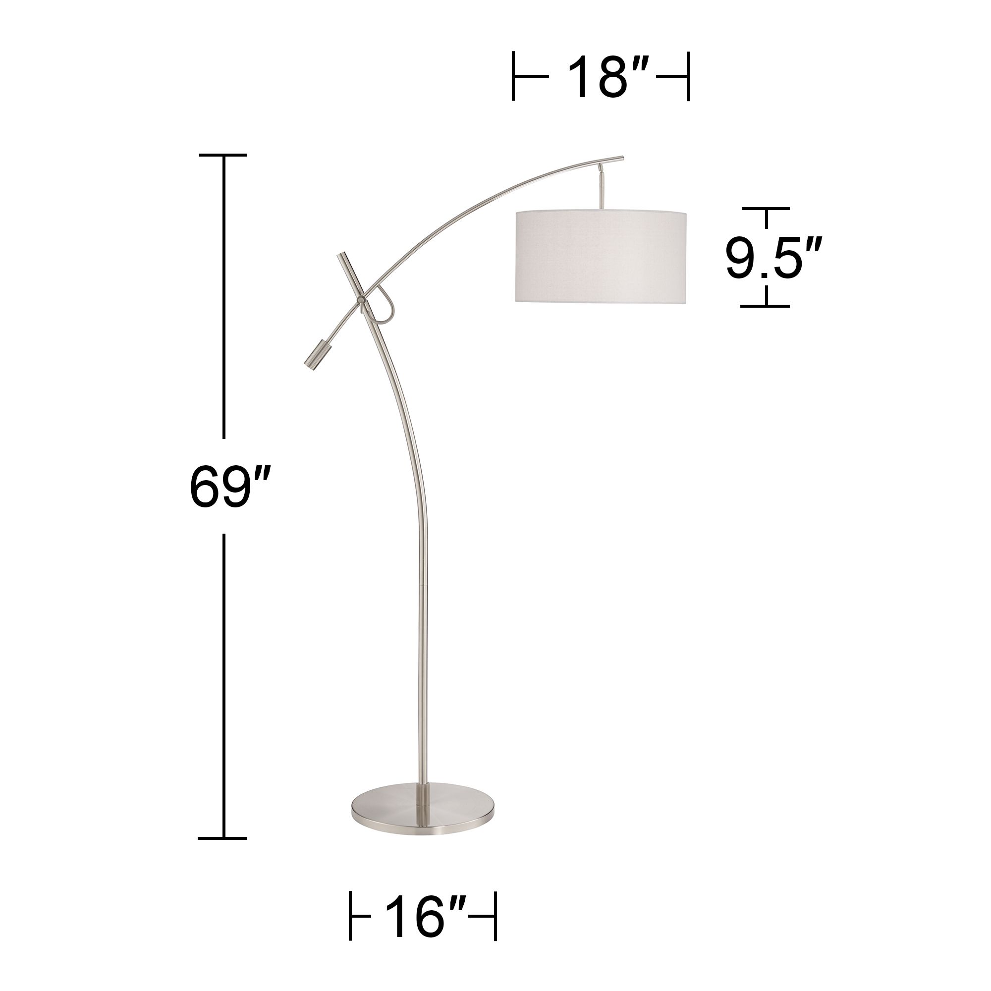 Possini Euro Raymond Brushed Nickel Boom Arc Floor Lamp with USB Dimmer in scene