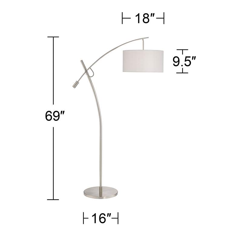 Image 7 Possini Euro Raymond Nickel Adjustable Arc Floor Lamp with Smart Socket more views