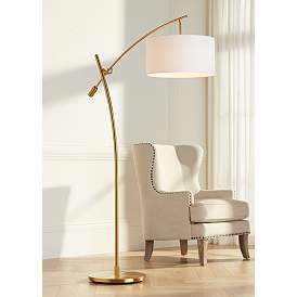 Image1 of Possini Euro Raymond Warm Gold Adjustable Boom Arc Floor Lamp