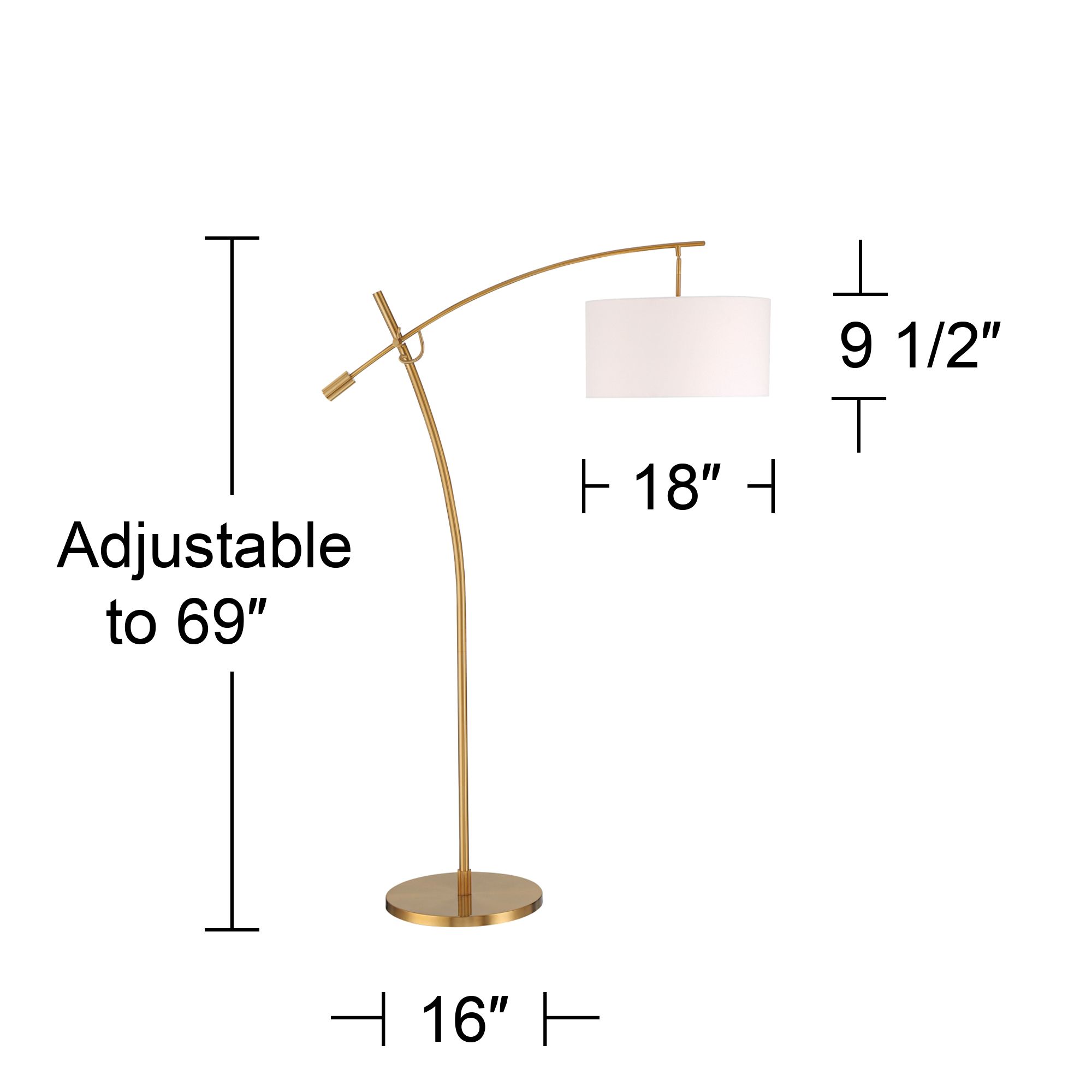 Possini Euro Raymond Warm Gold Adjustable Boom Arc Floor Lamp in scene