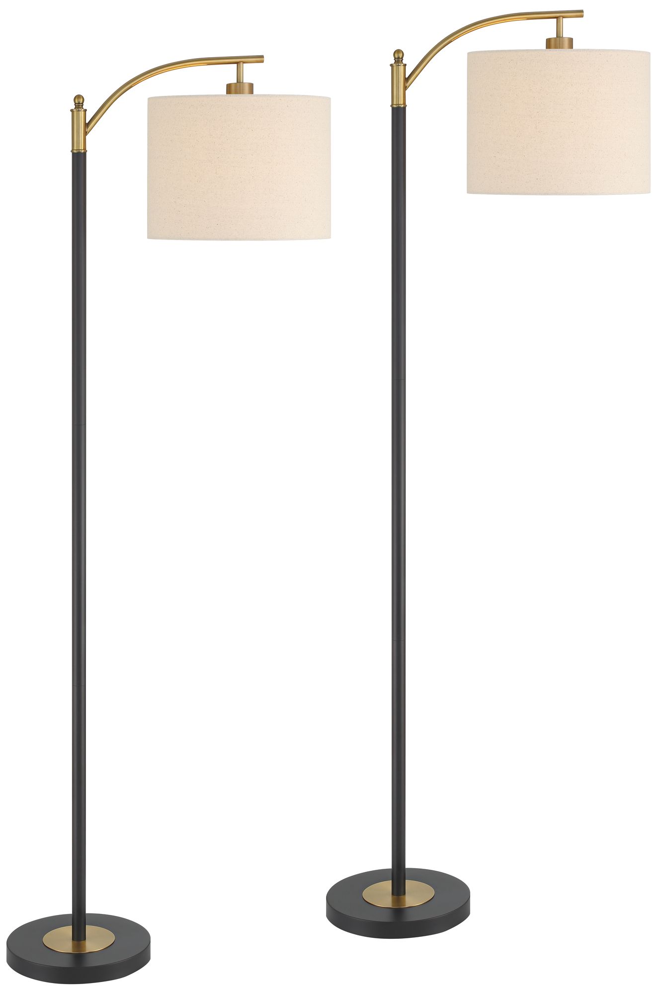 Image 3 Possini Euro Rayna Black and Gold Downbridge Floor Lamps Set of 2