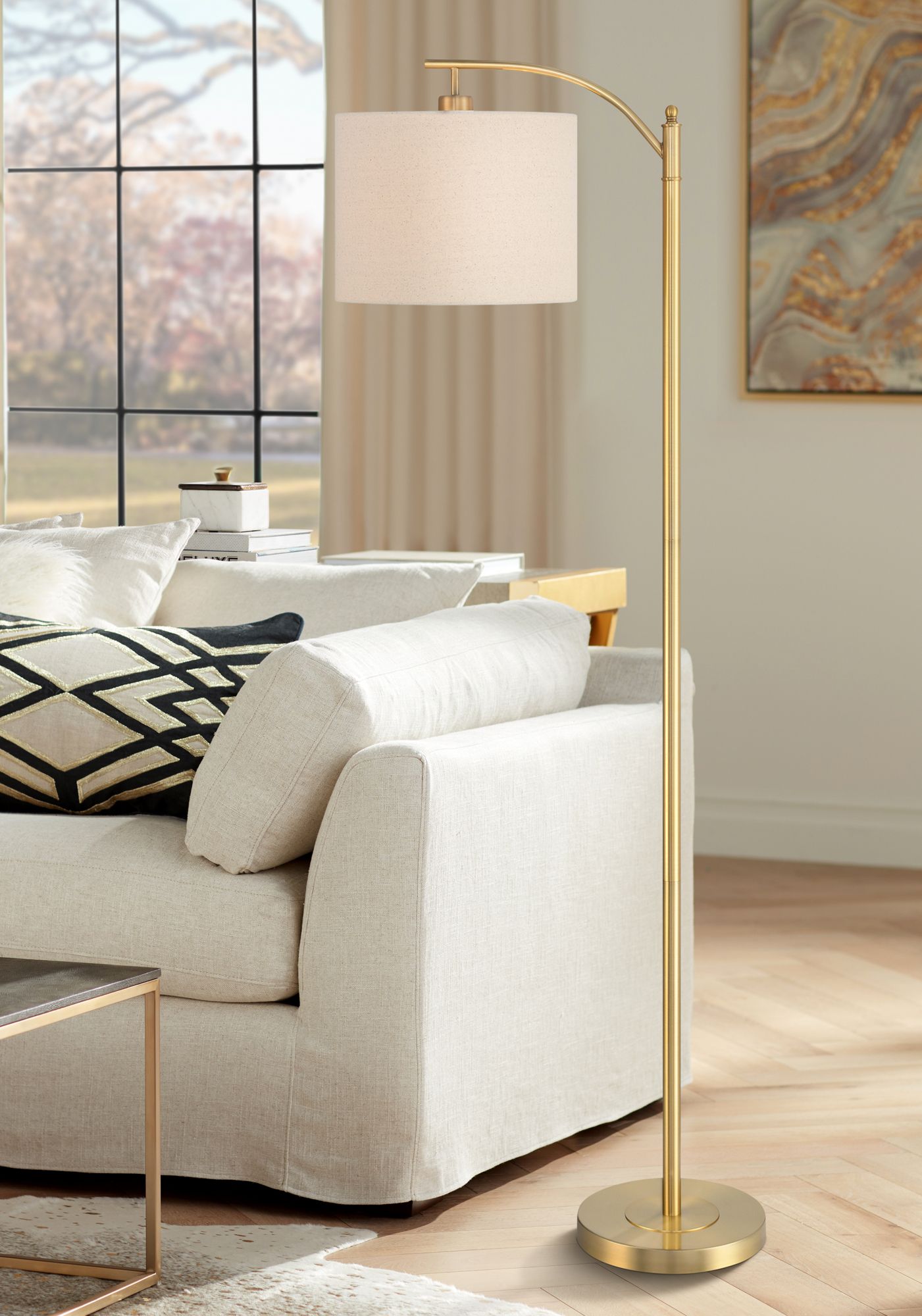 Image 7 Possini Euro Rayna Warm Gold Downbridge Floor Lamps Set of 2 more views