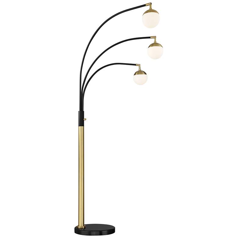 Image 3 Possini Euro Rayne 72" Warm Gold and Black 3-Light Arc Floor Lamp